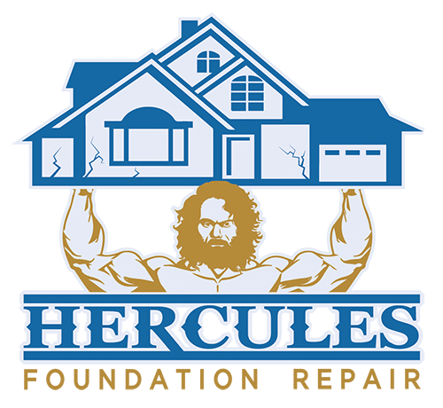 stacked gold and blue hercules foundation repair logo