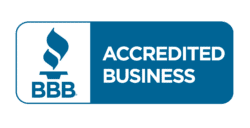 blue and white horizontal bbb accredited business logo