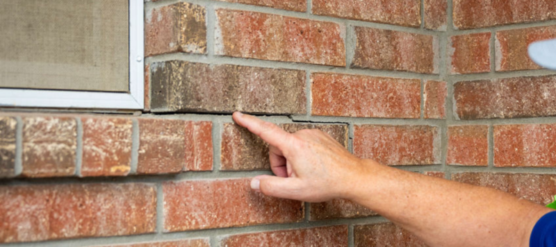 Exterior brick cracking outside a home in Victoria, Texas. Foundation cracks are due to soil issues in Victoria, Texas